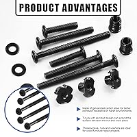 Vista 5 de Glarks 107 tornillos hexagonales negros M6 x 30/50/2.756 in e insertos roscados M6 Kit surtido de tuercas en T con arandelas planas y llave