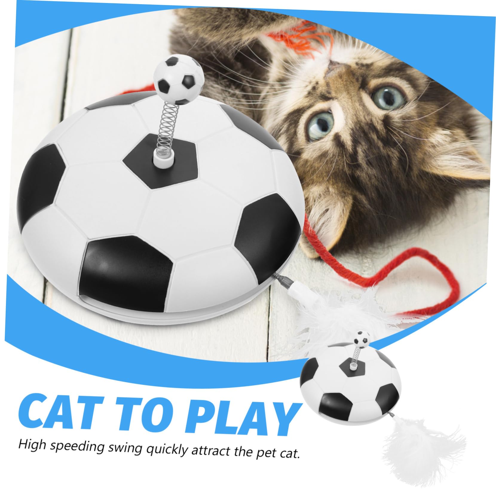 Toddmomy Giocattolo Interattivo Per Gatti Con Piume e Suoni Giocattolo Elettrico Forma Di Calcio Stimola Istinto Di Caccia e Gioco Autonomo Per Gattini e Gatti Adulti