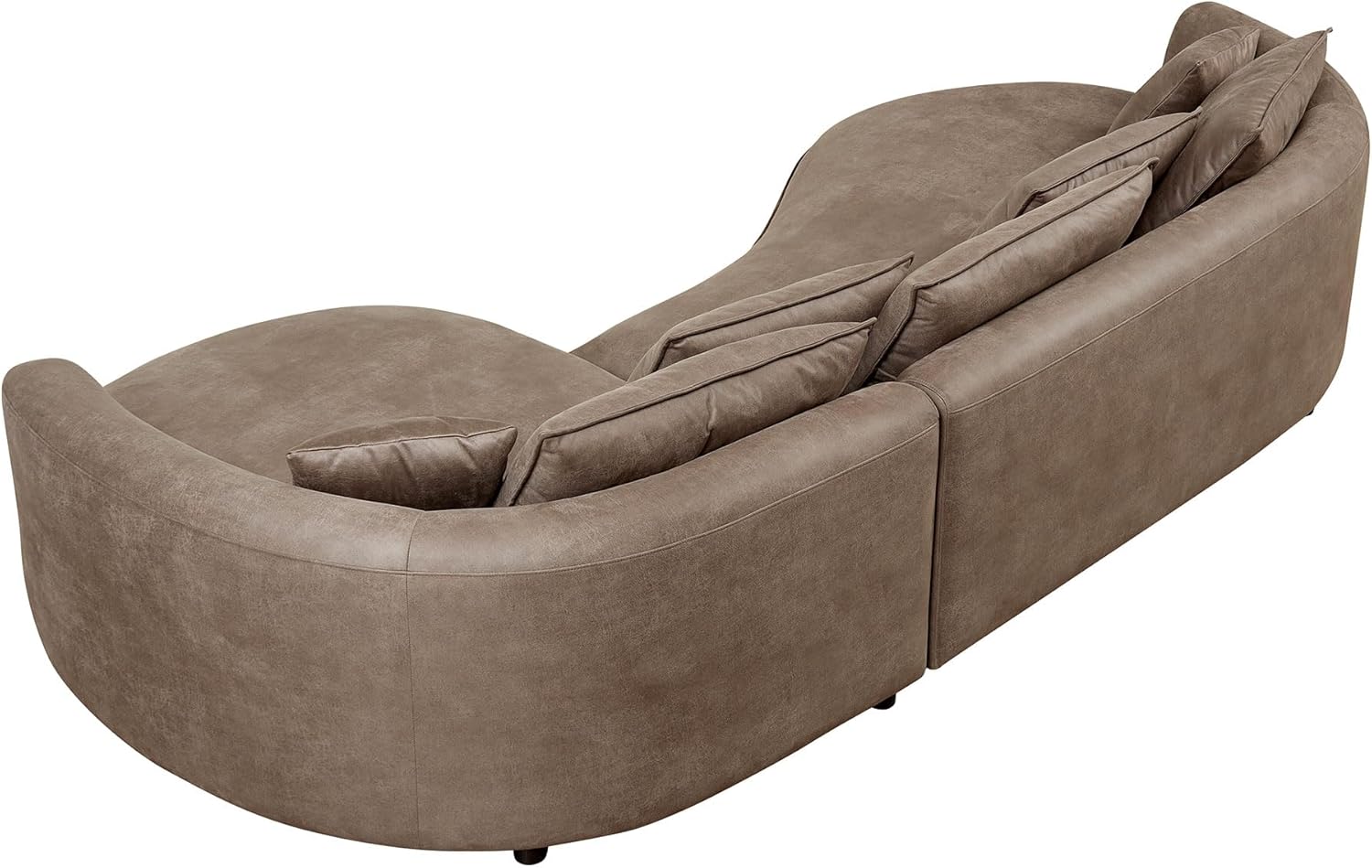 Luxury L Shape Curved Leather Sofa - Brown, 5-Seat