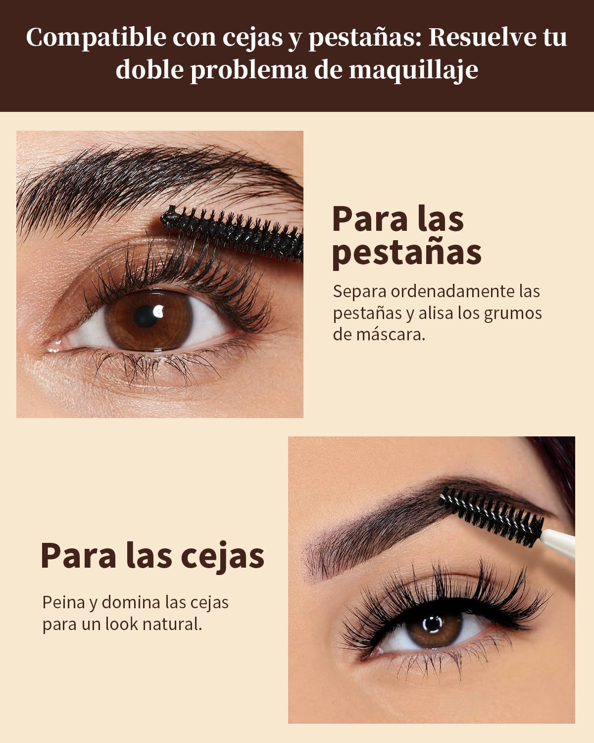EIGSHOW Cepillo para cejas en ángulo de doble punta, para definir cejas delineador ojos pestañas, Maquillaje de Ojos