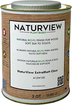 A12W100 NATURVIEW Extra MATT - Water Based BIO-Polyurethane Clear Varnish for Wood. Interior- 3 USQT ...