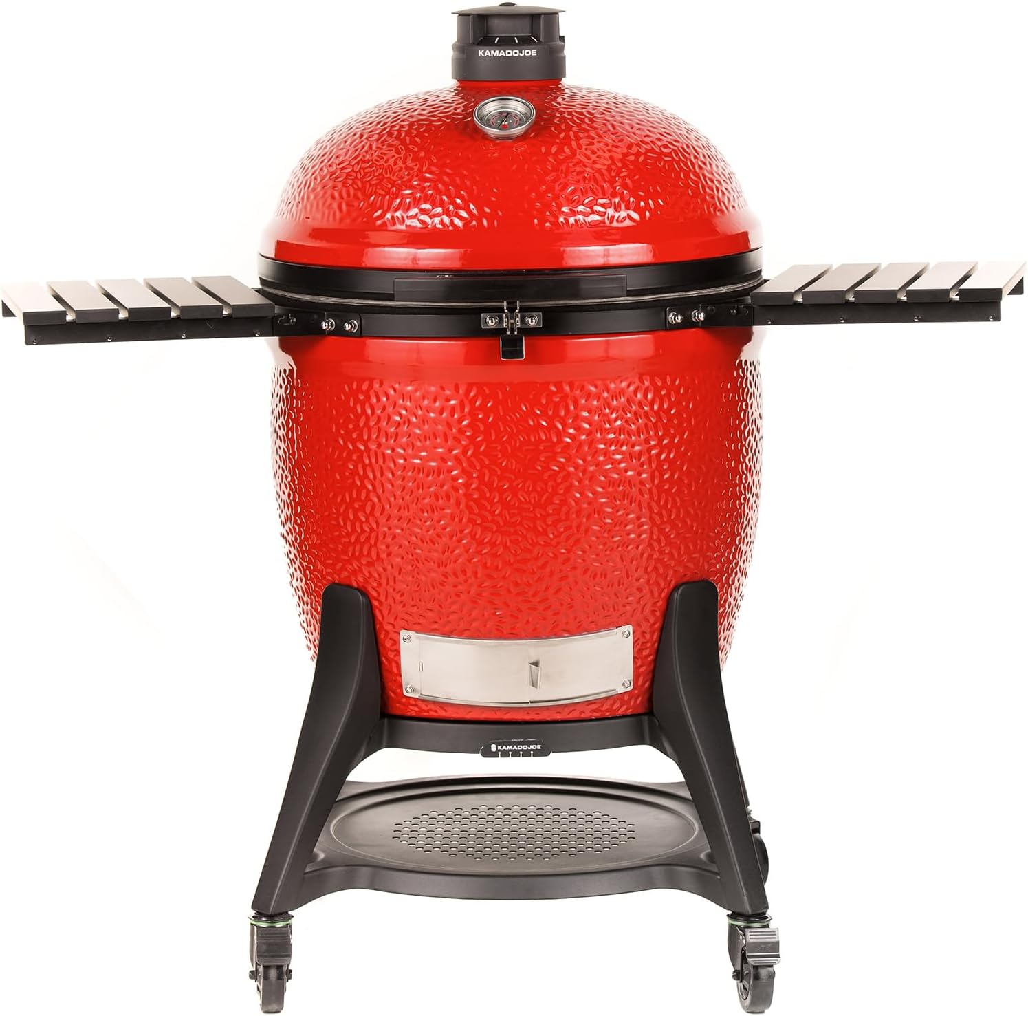 Big Joe Series III 24-inch Ceramic Charcoal Grill and Smoker with Premium Cart, SloRoller Insert and 450 Cooking Square Inches in Red, Model KJ15041021