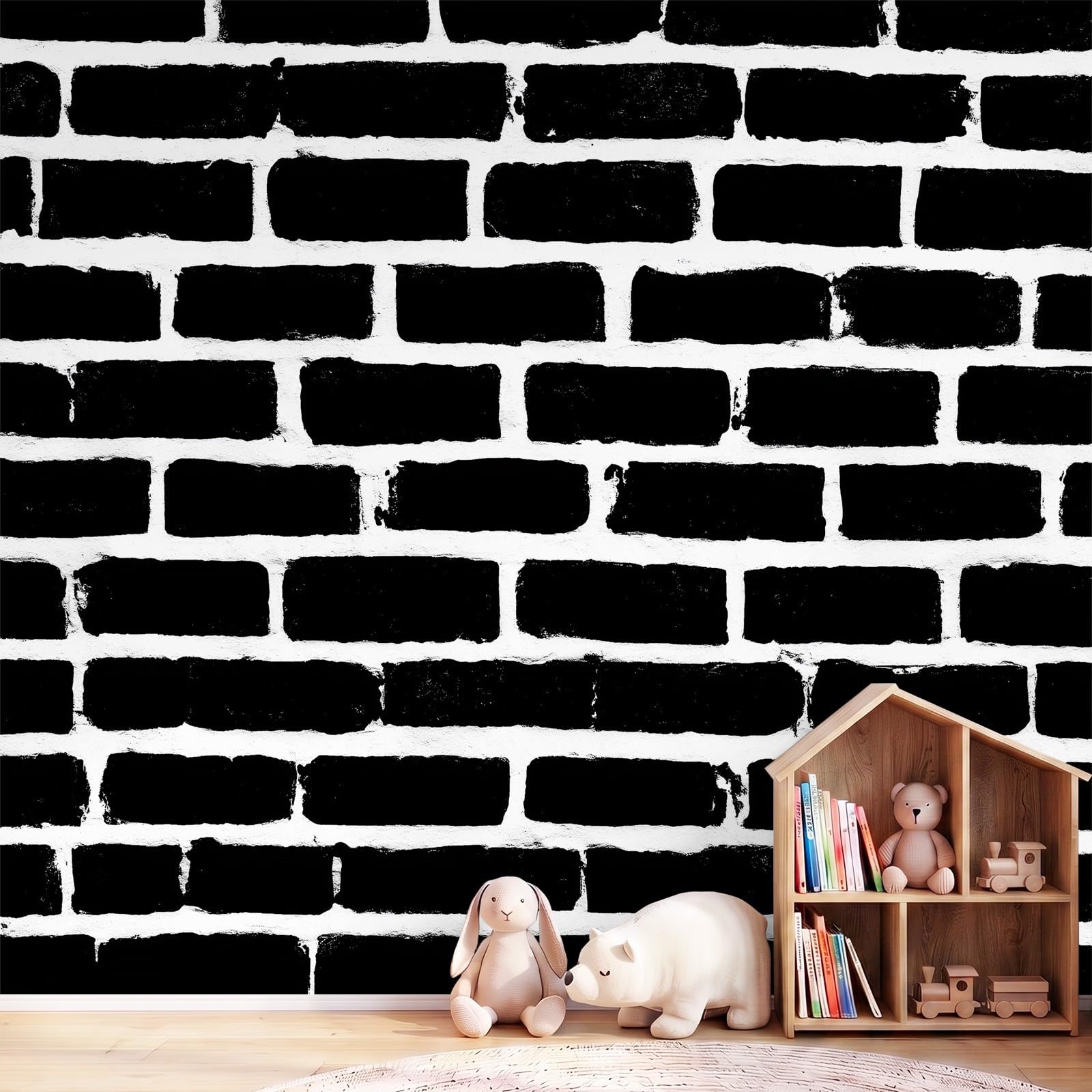 Minimalistyczna tapeta 3D, przemysłowa, 400 x 280 cm, mural, czarno-biała cegła, tapeta do sypialni, przedszkola, malowniczego ogrodu, wisząca