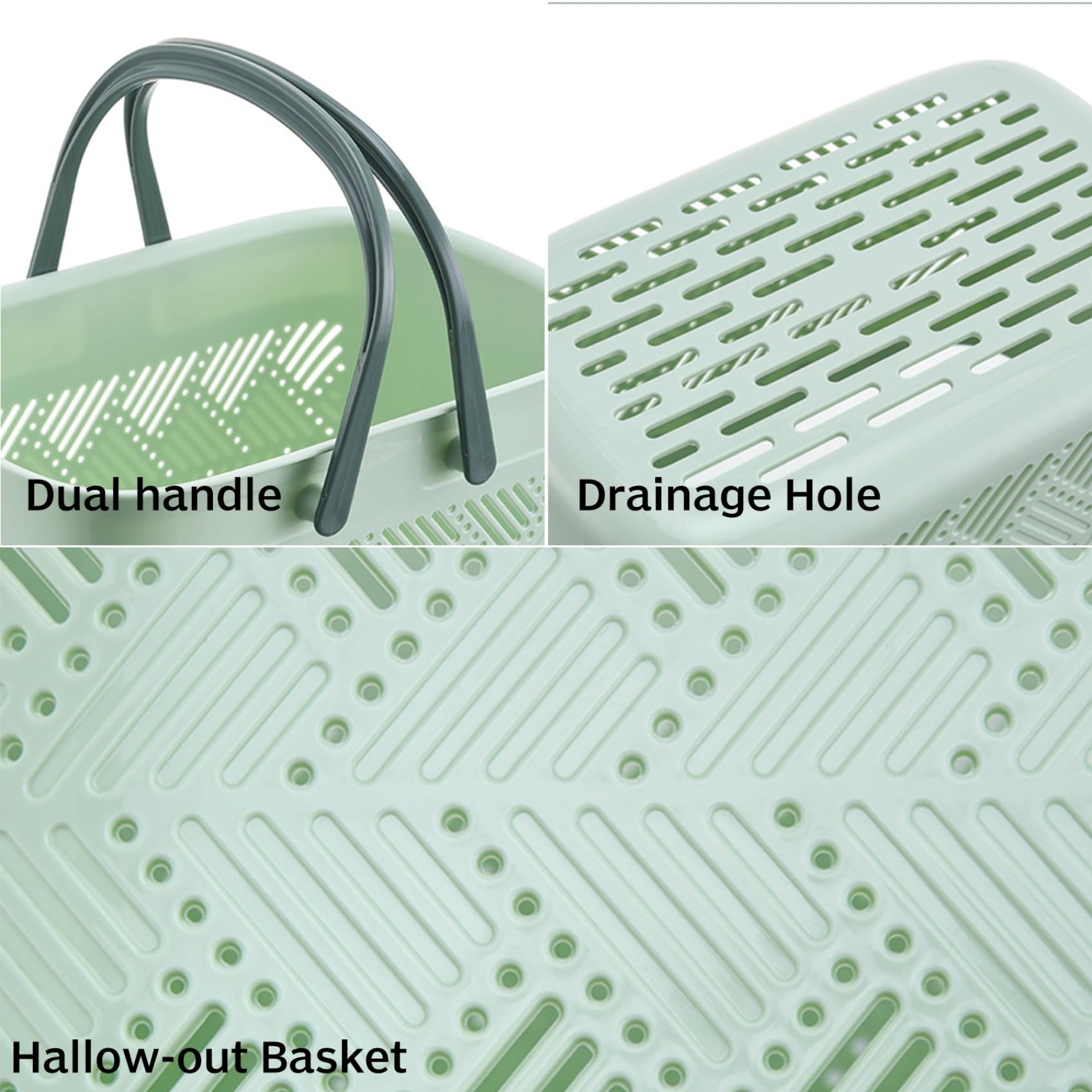 Cesta de ducha portátil de drenaje de plástico antideslizante con mango de boca abierta dormitorio para baño cocina 11 x 7,1 x 6,1 pulgadas cesta de ducha de plástico para baño dormitorio