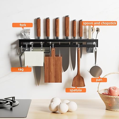 Miniatura 7 de Estante para colgar utensilios, soporte para utensilios de cocina de 15.7 pulgadas, soporte para utensilios de cocina de acero inoxidable, soporte