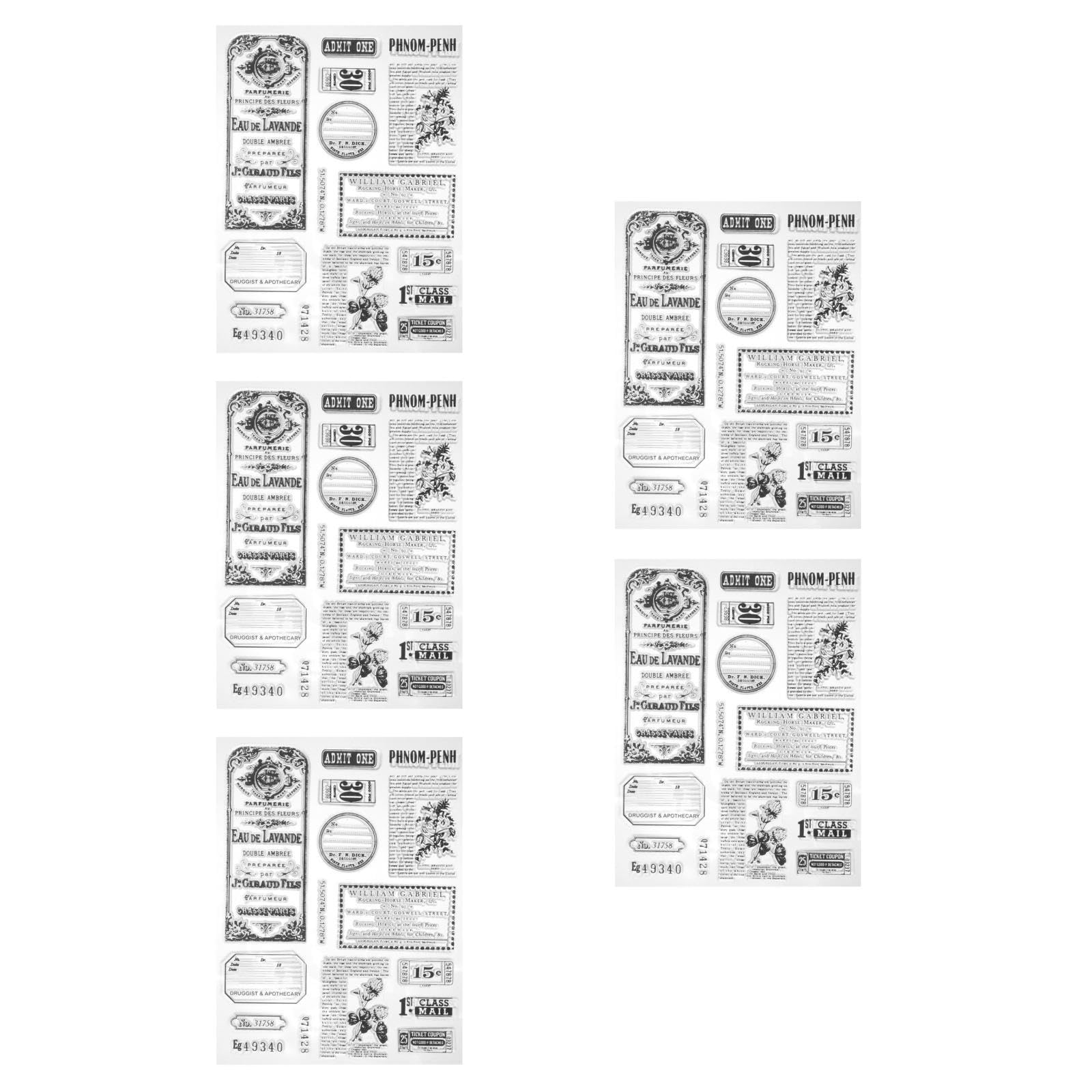 Tofficu 5 Set Scrapbooking D'epoca Timbri Per Il Fai Da Te Timbro Del Nome Timbro Aziendale Lettera Timbri Chiari Per La Lavorazione Veloce Creazione in Silicone Trasparente Black