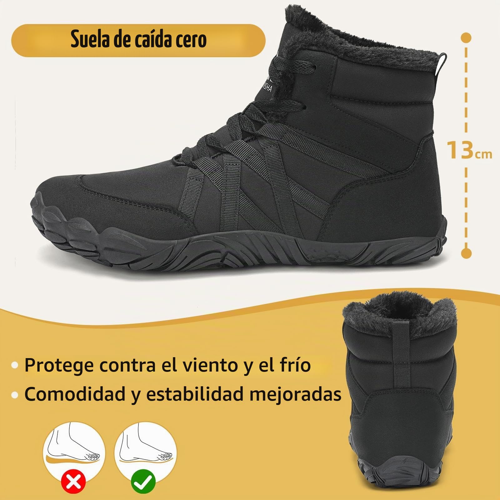 Mishansha Barefoot Botas Invierno Hombre Mujer Cálidos Gr.36-48