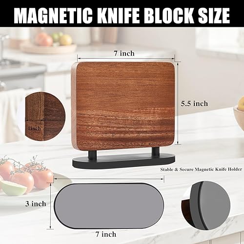 Miniatura 4 de Juego de 8 cuchillos de carne dentados con soporte magnético para cuchillos, cuchillo japonés de acero inoxidable de alto carbono y soporte