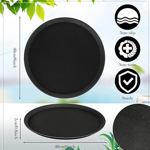 Miniatura 2 de Lallisa 8 bandejas grandes de 16 pulgadas para servir restaurantes con bandeja antideslizante de plástico antideslizante redonda para servir en bar,