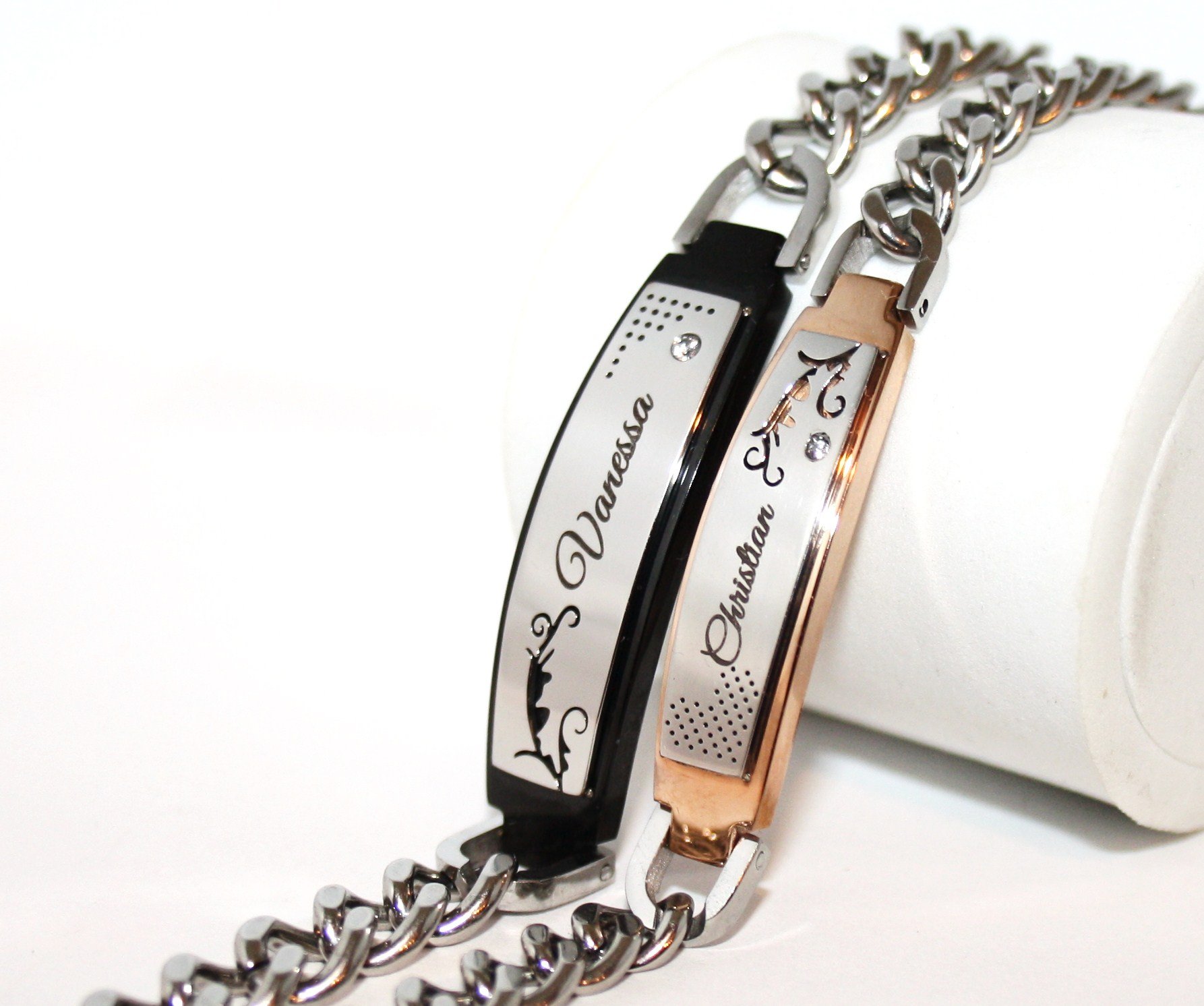 Wunderschöne ID Edelstahl Armbänder Partnerarmbänder Paar mit Gravur nach Wunsch TOP Armband