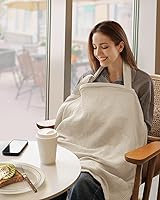 Vista 3 de Blissful Diary Cobertor de Lactancia de Muselina para Amamantar, Cobertor Transpirable para Amamantar con Escote en Arco para Mujeres, Delantal