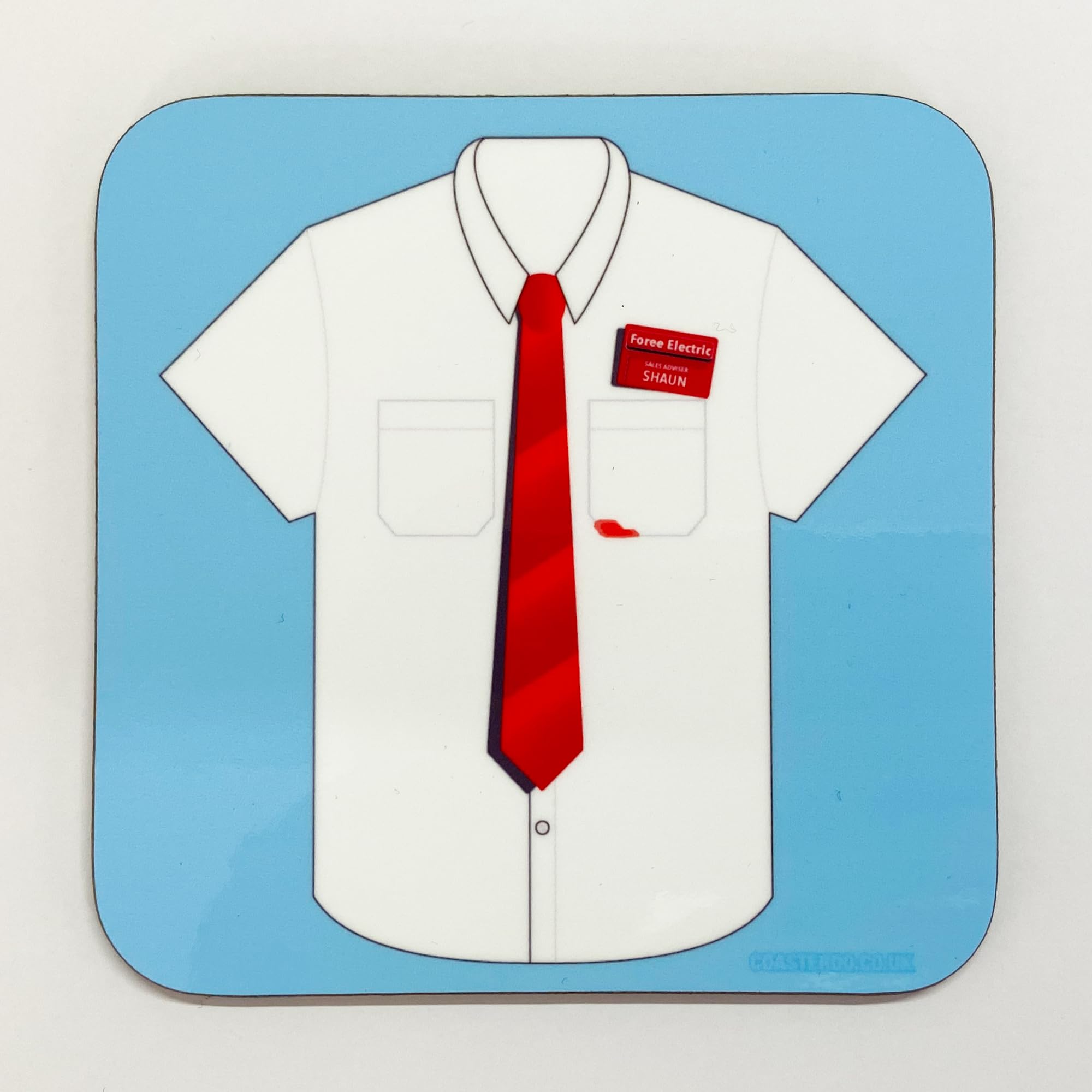 SHAUN'S SHIRT - Shaun of the Dead - Coaster / Bar Mat - Sturdy, Gloss, Original