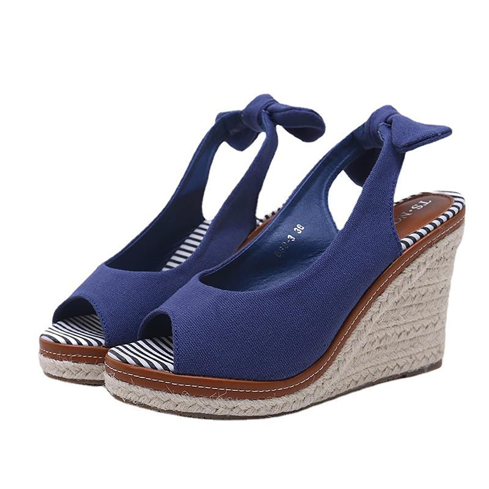 Generico Donna Sandali Estive Eleganti Primavera/Estate New Roman Slope Heel Da Bocca Di Pesce Cinturino Posteriore Scarpe Commercio Estero Grandi Comode Aperte Zeppe Estiva Bassi Estivi Comodi