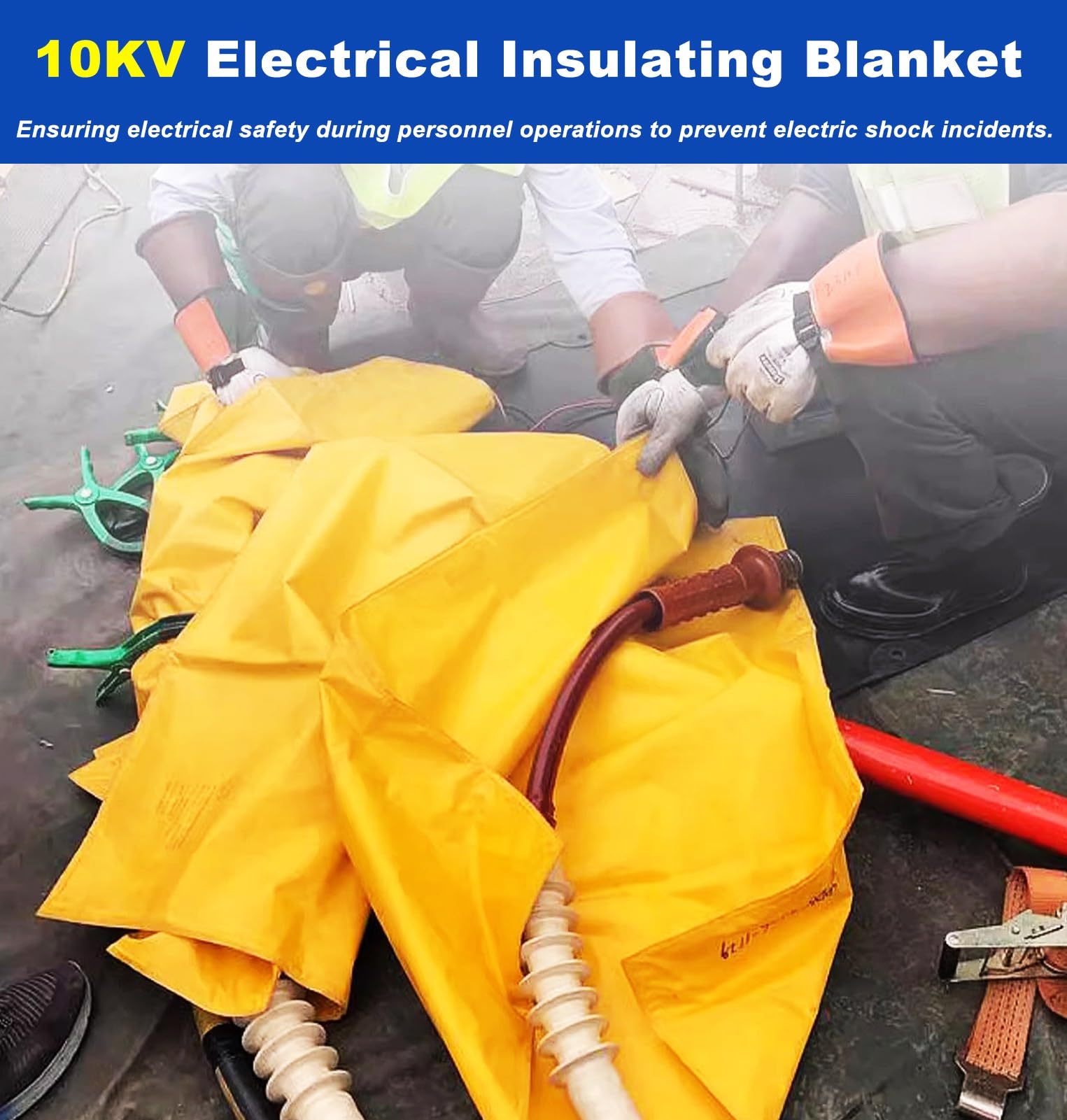 Elektrische Lsoliermatte 10-kV-Isolierdecke mit Zwei Großen Klemmen, Harzisoliermatte für Transformator-Schalttafeln, Schutzausrüstung für Elektrische Arbeiten(0.4kv-31 1/2" x 23 5/8" (80x60cm))
