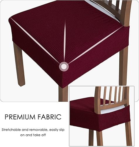 Miniatura 6 de FORCHEER Juego de 4 fundas de asiento para sillas de comedor resistentes al agua, tela jacquard elástica, extraíble y lavable, protector para