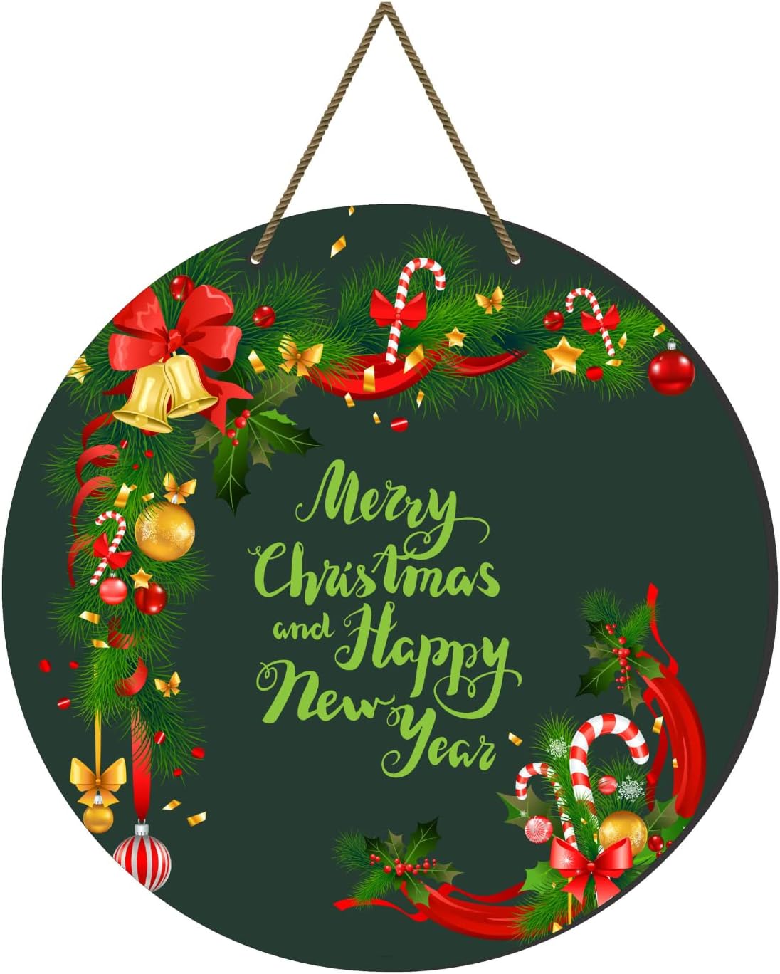 Webelkart®️ Premium Merry Christmas and Happy New Year Printed Wall Hanging/Door Hanging for Home and Christmas Decorations Items ( 10 Inches)