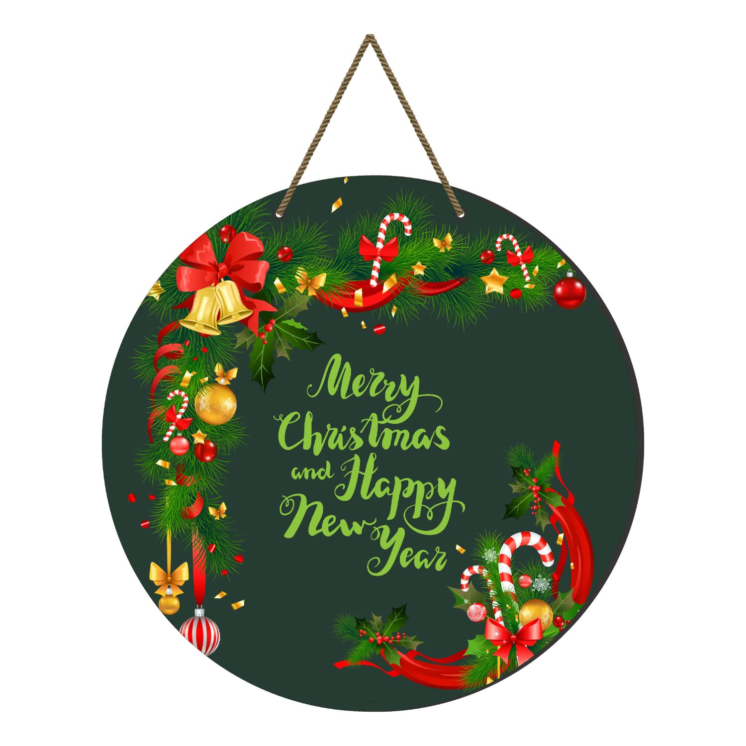 Webelkart® Premium Merry Christmas and Happy New Year Printed Wall Hanging/Door