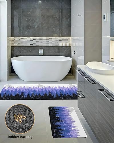 Miniatura 9 de Tapete de baño de bosque negro morado para bañera, antideslizante, de secado rápido y absorbente, de tierra de diatomeas, fregadero de tierra de