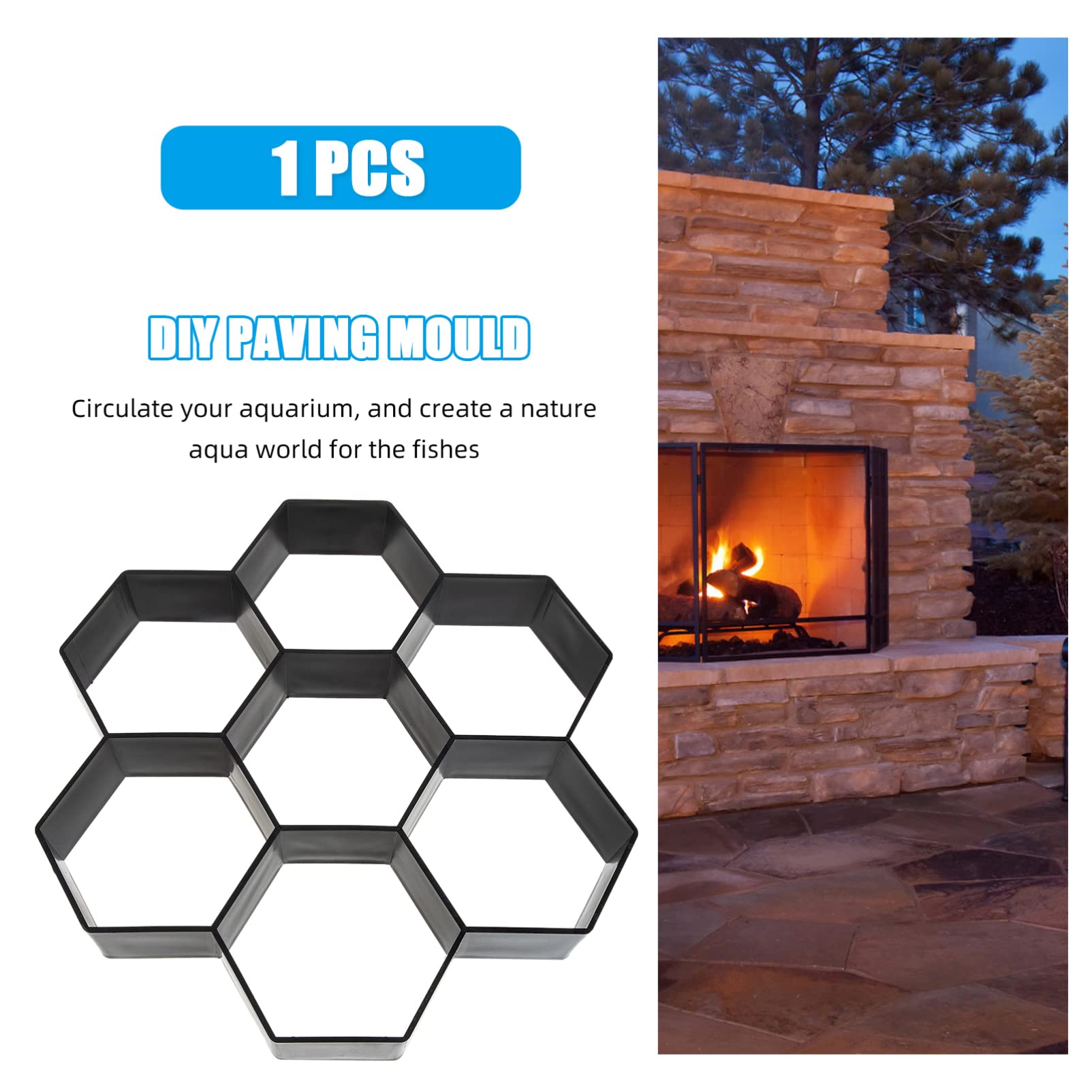 ERINGOGO Concrete Molds and Forms, Hexagon Walk Maker Reusable Cement Paving Moulds, DIY Stepping Stones Paver, Pavement Mold for Lawn, Garden Walkway, 7 Grid