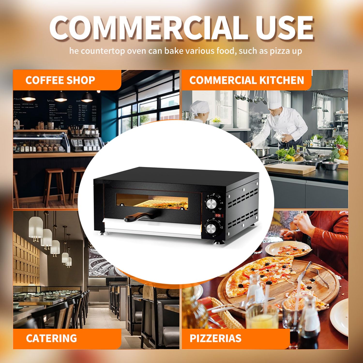 Forno per Pizza Commerciale per Interni, Pizzaiolo Elettrico in Acciaio Inossidabile da 12" con Finestra Visiva, Timer 60 Minuti, Controllo 122-572°F, Riscaldamento su Doppia Faccia