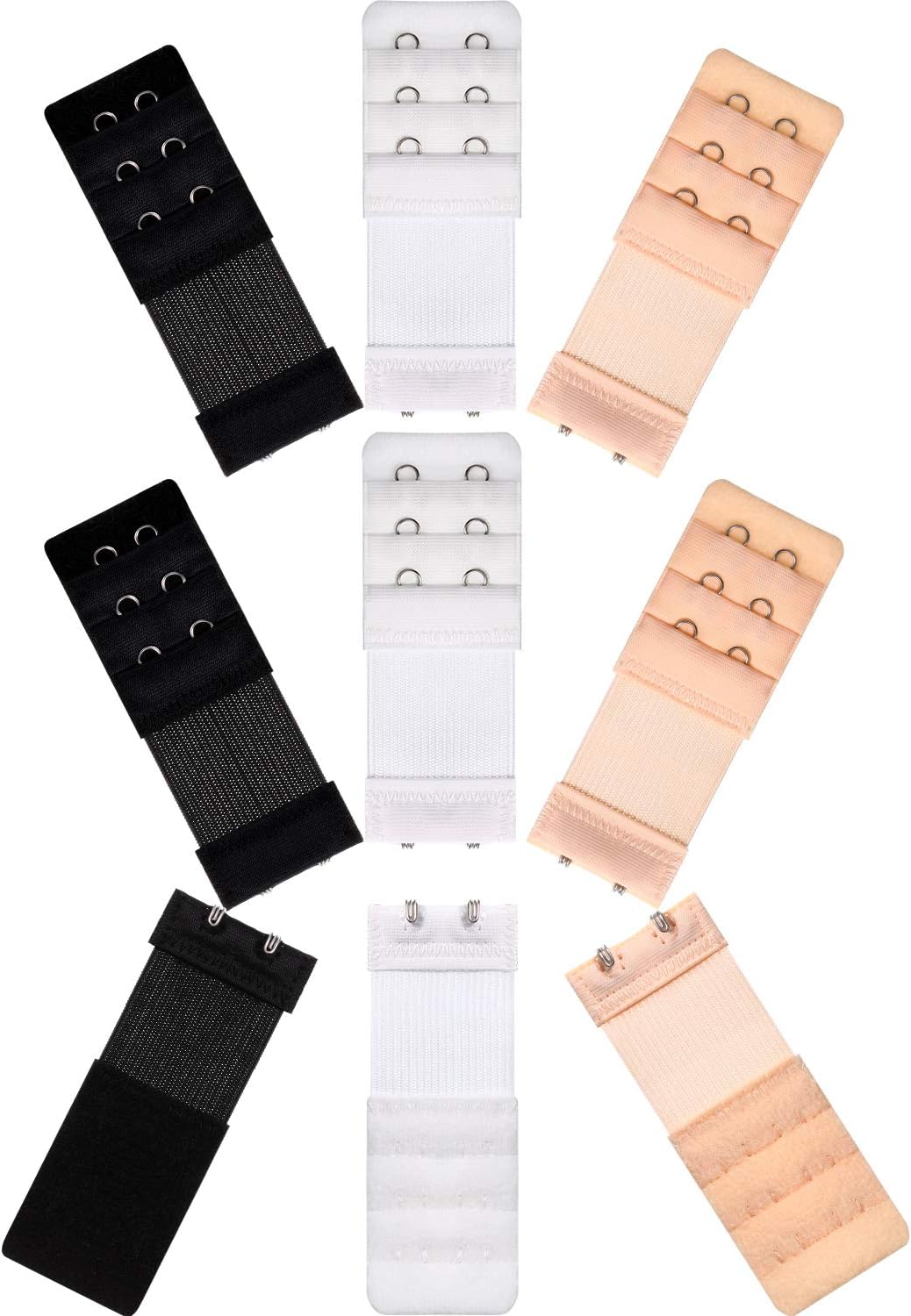 Women's Soft Comfortable Elastic Bra Extenders Bra Extension Strap 2 Hook 3 Row Lady's Bra Extender Bra Band (9 Pieces)