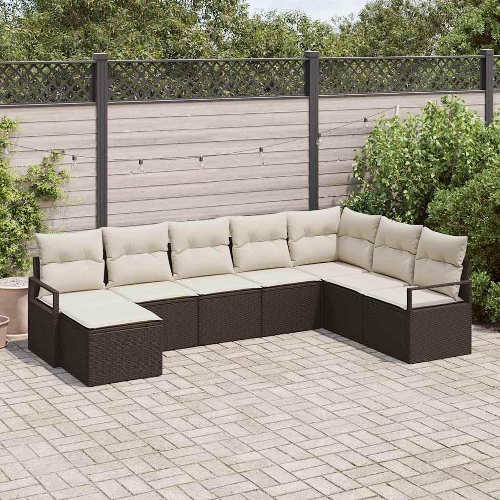 Ensemble de canapé de jardin 8 pcs Solivagant marron polyrotin