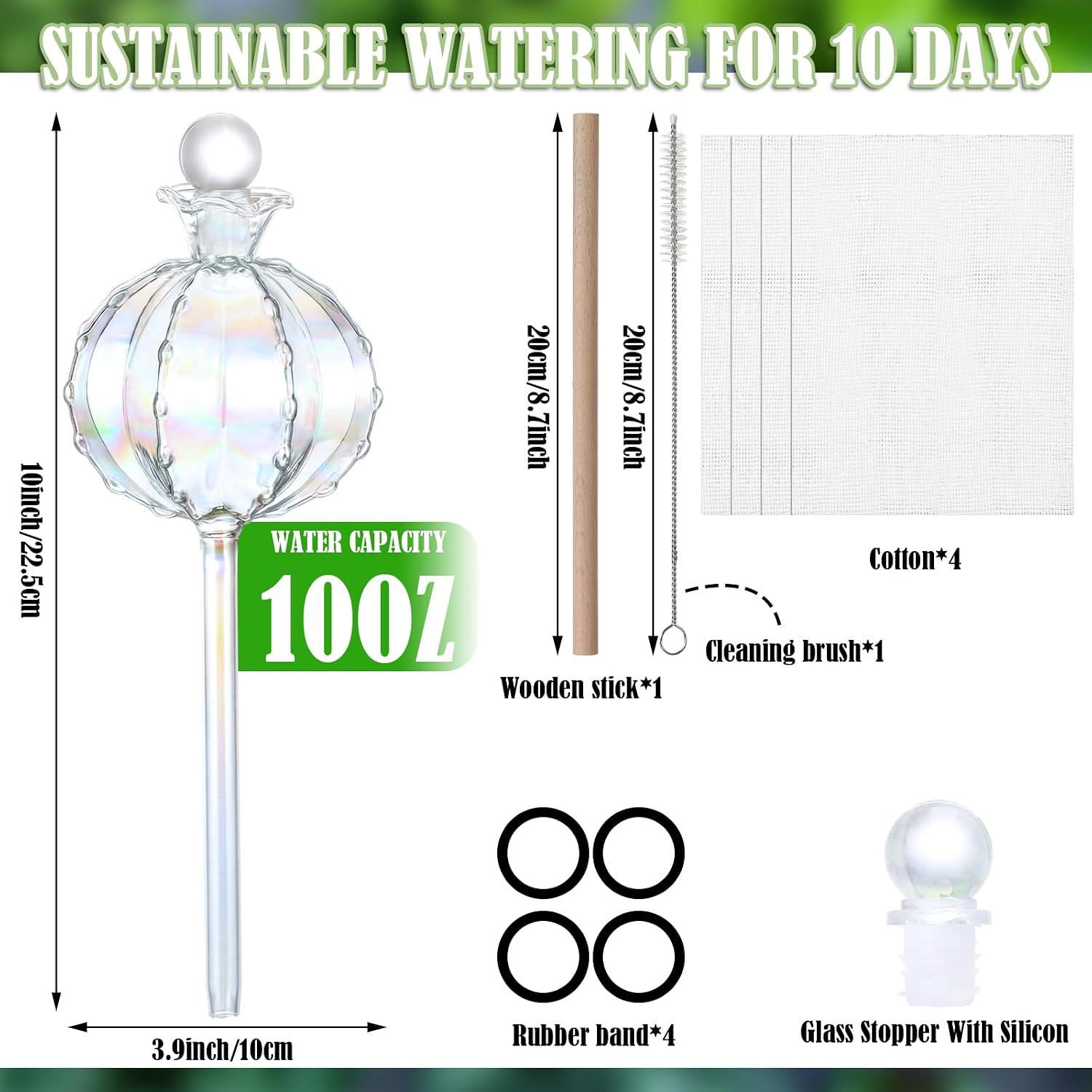 Thenshop 4 Pack 10 oz Large Plant Self Watering Globes Top Fill Glass Cactus Bulbs Iridescent Vacation Plant Slow Release Watering Devices for Indoor Outdoor Planting Lover Gifts image 3