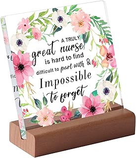 看護師ギフト 誕生日 クリスマス 感謝 ギフト 退職祝い 看護師 男性 女性 正方形 アクリル デスクプラーク サイン 木製スタンド付き - A Truly Great Nurse Is Hard To Find And Impossible To Forget