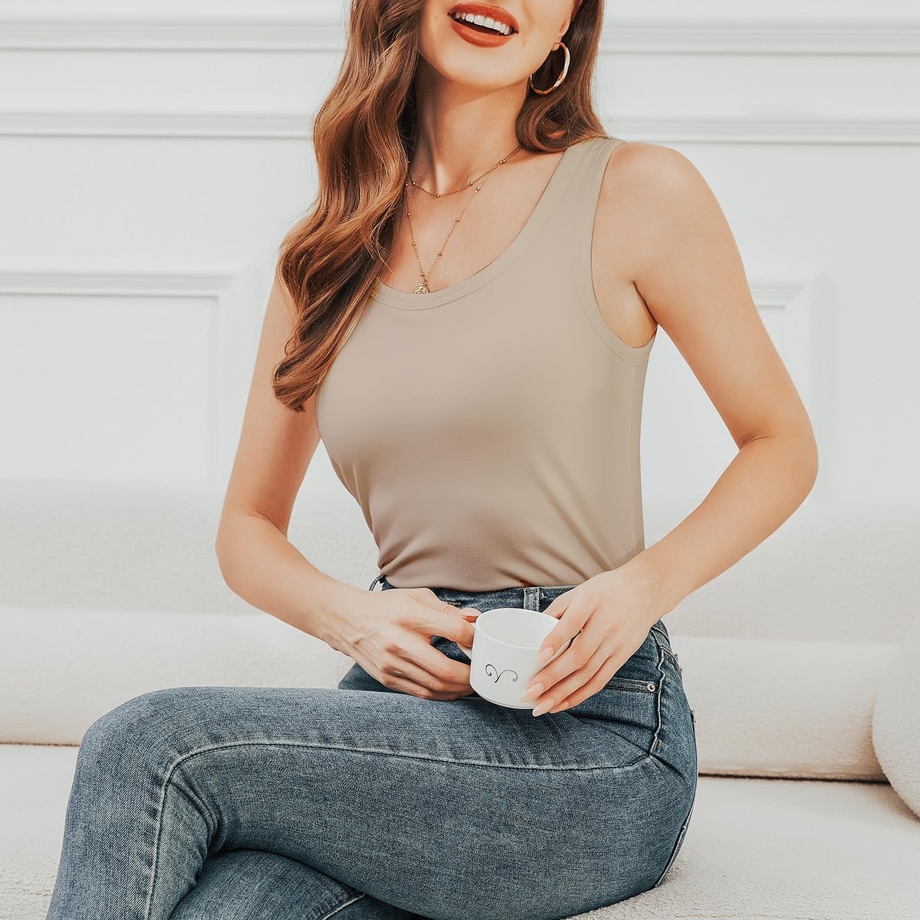 JOYSHAPER Thermal Tank Top for Women Round Neck Sleeveless Vest for Winter Underwear Tops - Image 3