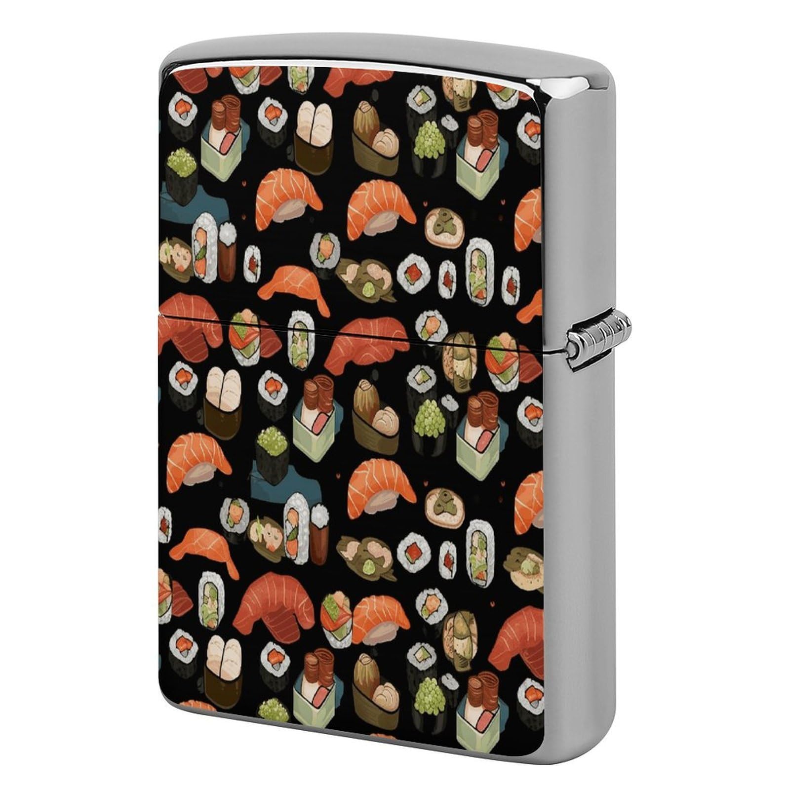 Fekiloot Style Japanese Sushi Black Lighter Case Cover Metal Lighter Case