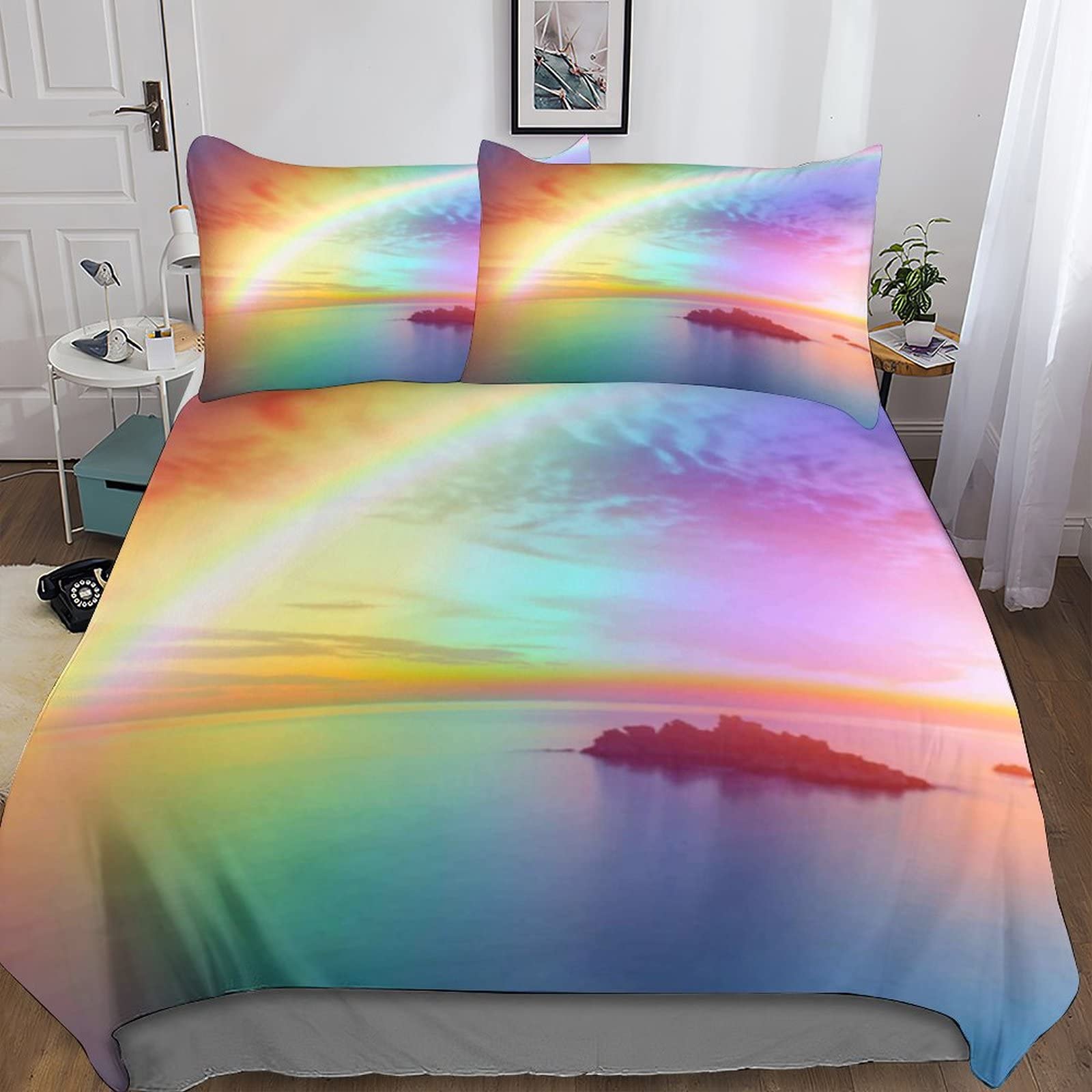 Housse de couette planète espace 200x200cm avec 2 taies d'oreiller pour lit double
