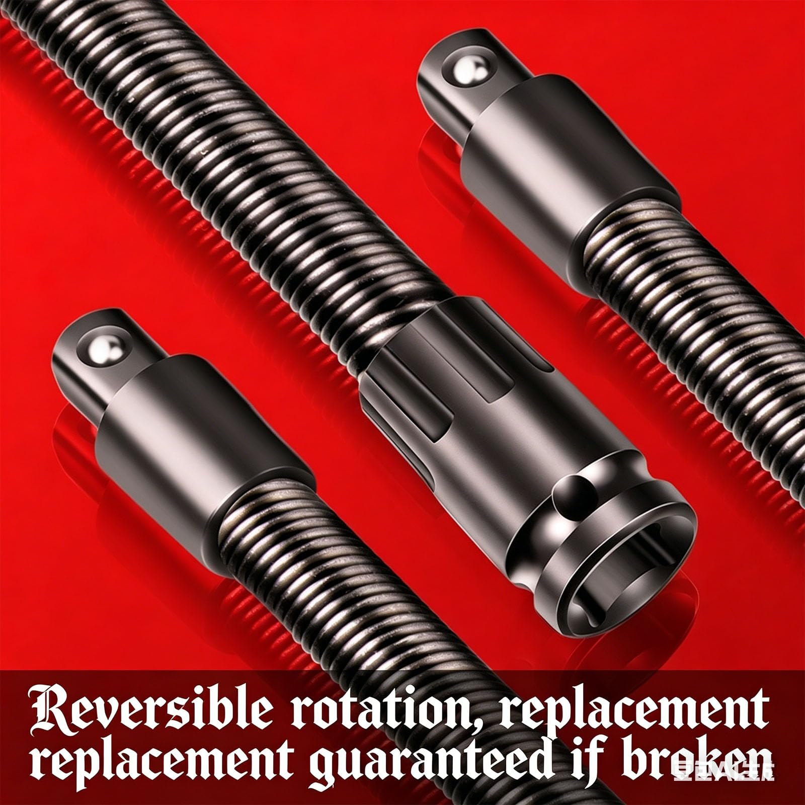 Flexible Shaft Extension, 1/2" Drive Flexible Socket Extension Bar, 360° Bendable Ratchet Rod for Impact Wrench, Spring Steel Flex Reach Tool for Automotive Repair Tight Spaces (#A)