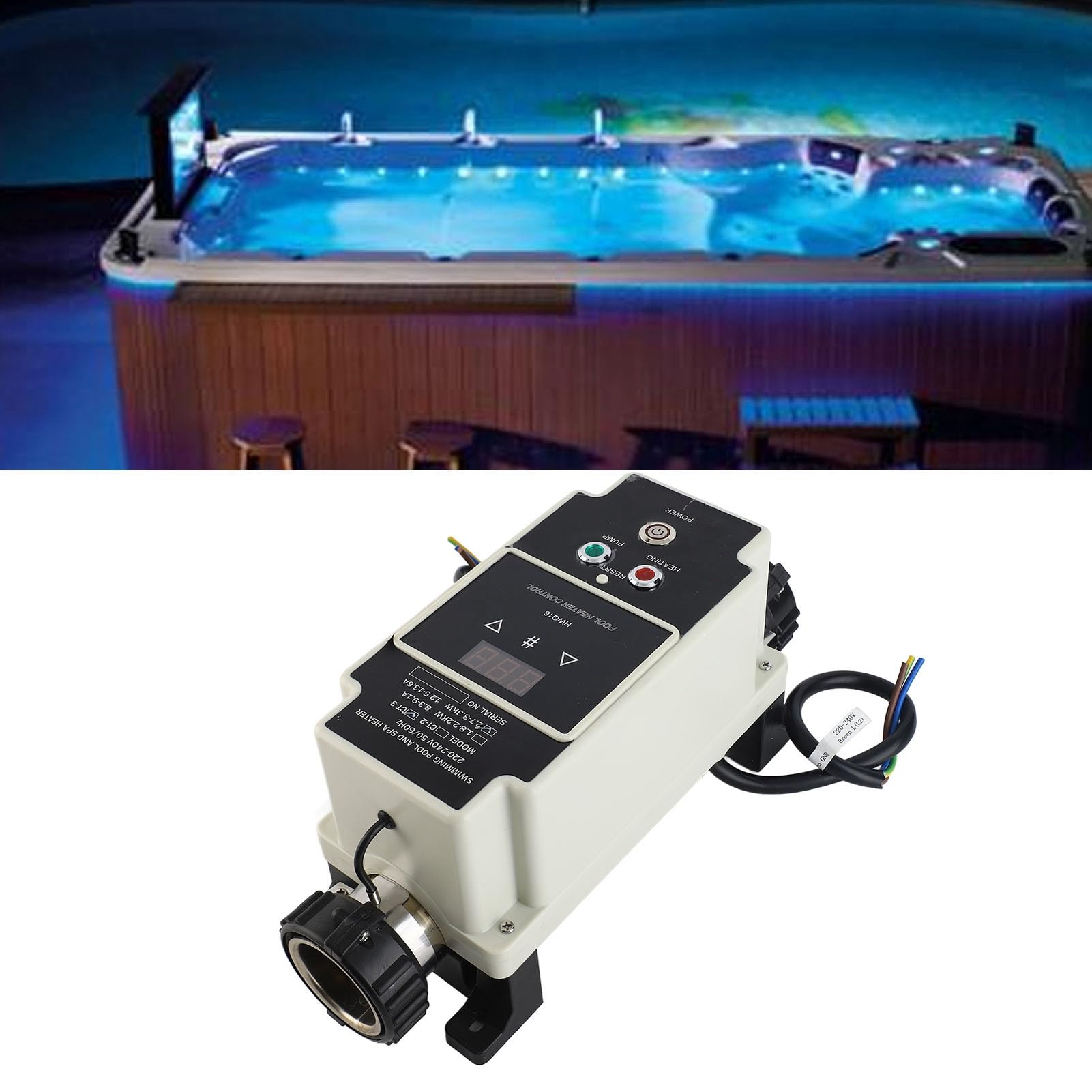 Alomejor Calentador de Piscina Eléctrico con Potente Capacidad de Calefacción para Bañera de Hidromasaje, Termostato de 2,7 a 3,3 KW, Acero Inoxidable, 220-240V