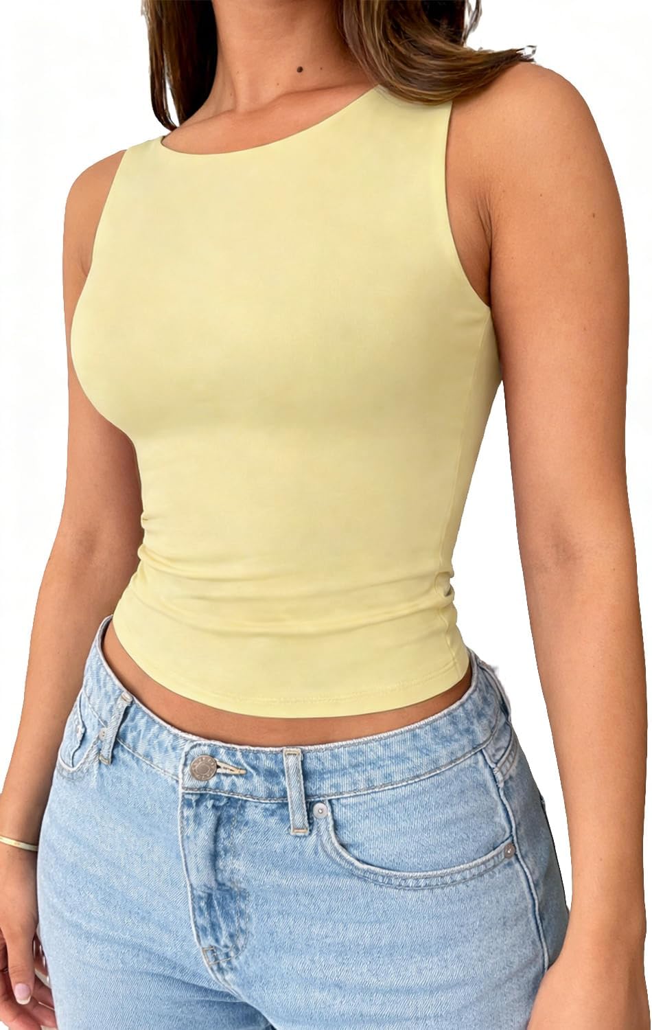 ForeFair Summer Tank Tops for Women Going Out Cute Boat Neck Casual Top Basic - Image 3
