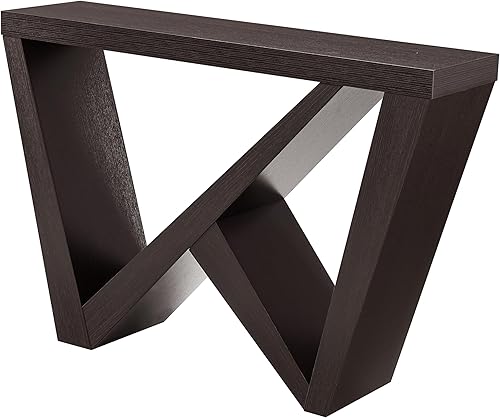 Vista 11 de HOMES: INSIDE + OUT Naomi Consola de Acento Decorativa Moderna con Patas en Forma de W, Escritorio Estrecho, Mesa Consola de Entrada de Madera