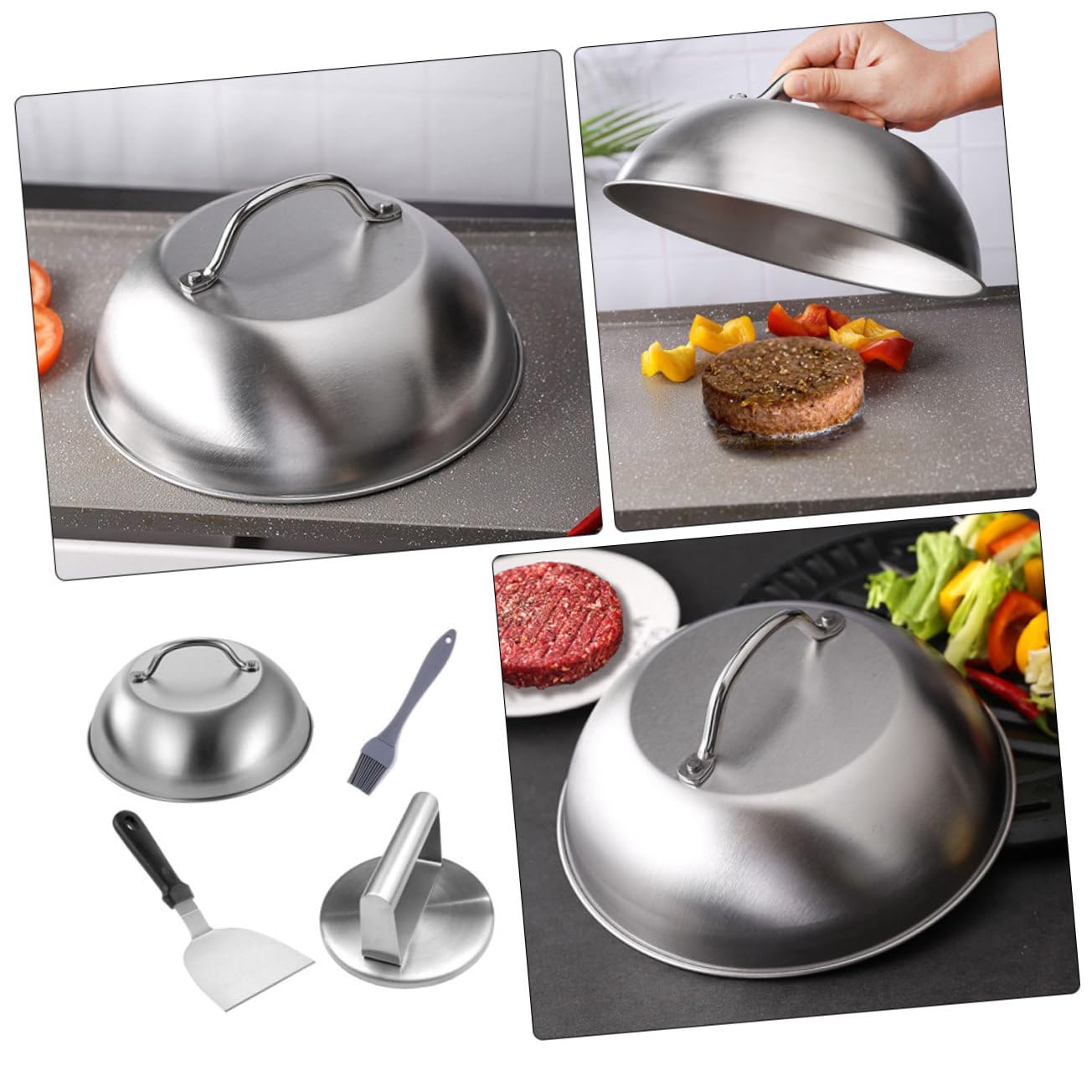 Abaodam Stampo per Hamburger in Utensile da Manico Ergonomico per Modellare Polpette e Torte Carne