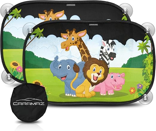CARAMAZ Pare-Soleil Auto-Adhésif Motifs Safari Certifié Anti-UV (Lot de 2)