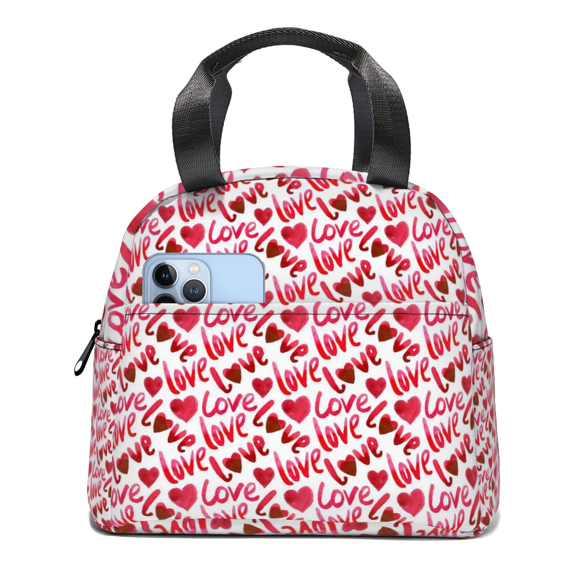 Amazon｜ハート柄 ハートマーク ランチバッグ 大容量 お弁当袋 収納