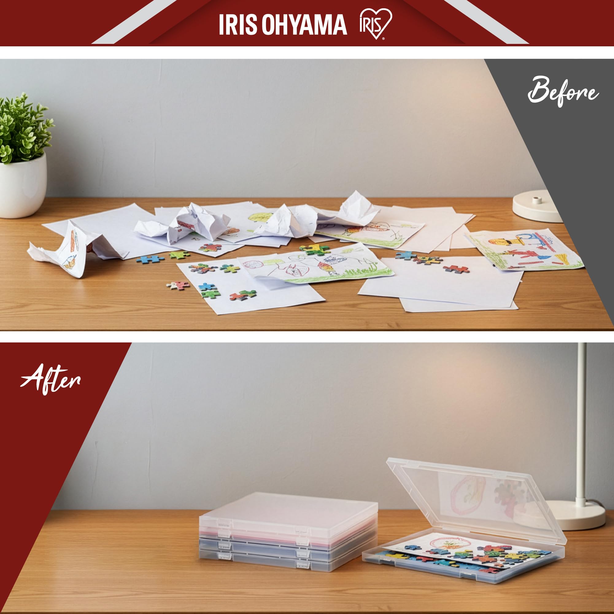Iris Ohyama, Scatole Documenti A4, Cartelline Portadocumenti, Set da 10, Mix, Capacità di 150 Fogli A4 Ciascuna, Impilabile con Maniglia e Chiusura di Sicurezza, Senza BPA, Cartella, PJC-A4