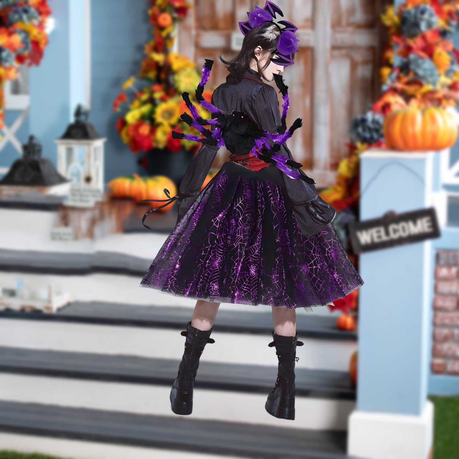 predolo Disfraz para Niñas Tutu Falda Diadema Diseño Único Adecuado para Escolares Celebraciones Halloween