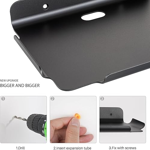 Miniatura 4 de Estantes flotantes de metal profundo de 8.5 x 6.3 pulgadas, con borde para altavoces, router, cámara, plantas, estantes montados en la pared para