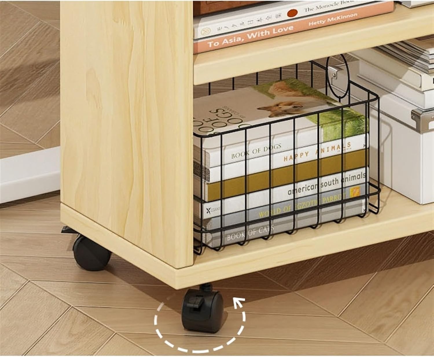 Vertical Under The Office Table Storage Shelf, Cart, Mobile Multi-Layer Bookcase with Wheel Organization(43cm)