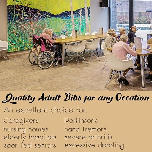 Miniatura 8 de Baberos para adultos Wentur para mujeres lavables impermeables para comer con recogedor de migas