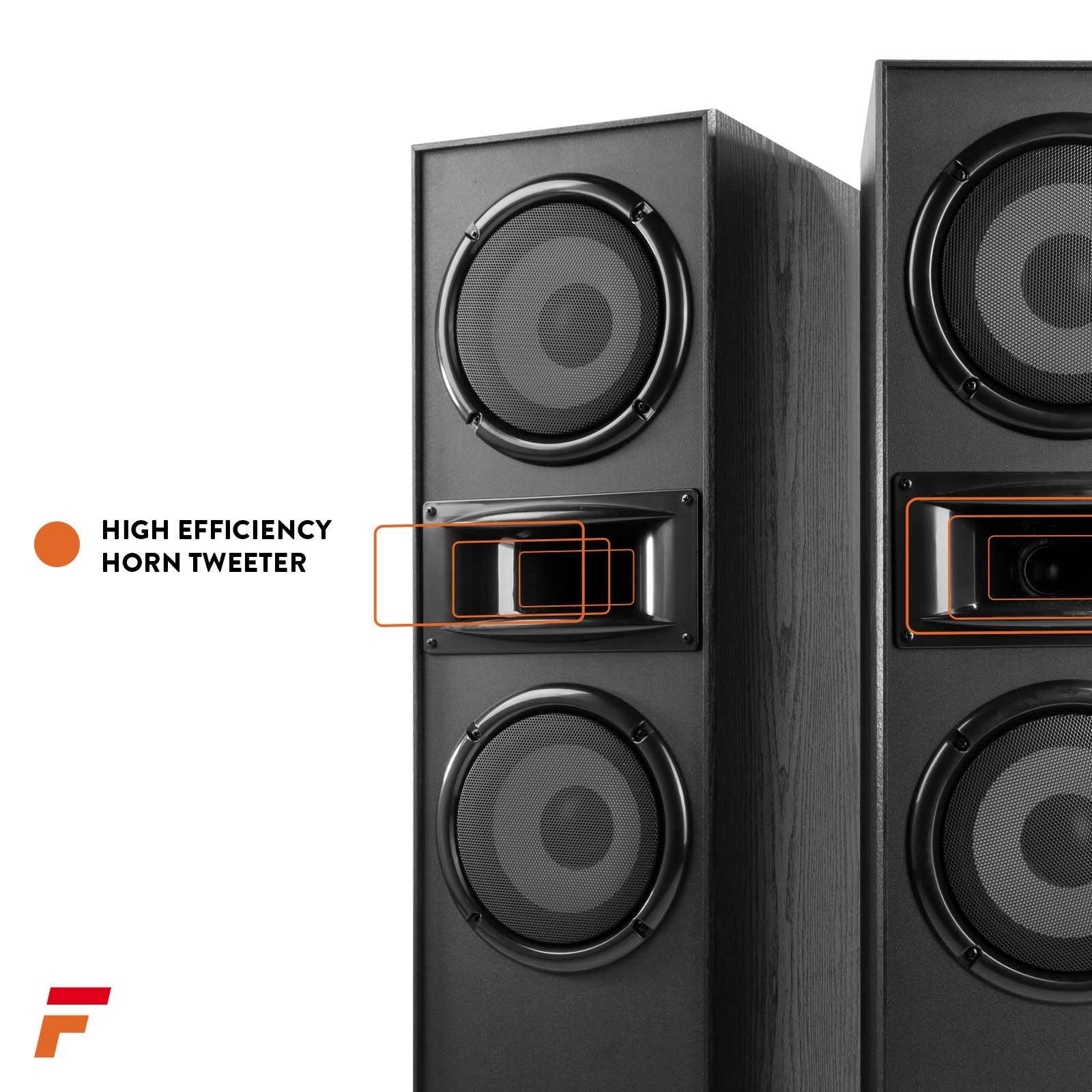 Fenton SHF700B - Paire d'Enceintes HiFi - Noir, Puissance de 400W, Woofer 2X 6,5 Pouces, Technologie 3 Voies, Borniers à Vis Plaqués Or, Pieds en Caoutchouc Antidérapant
