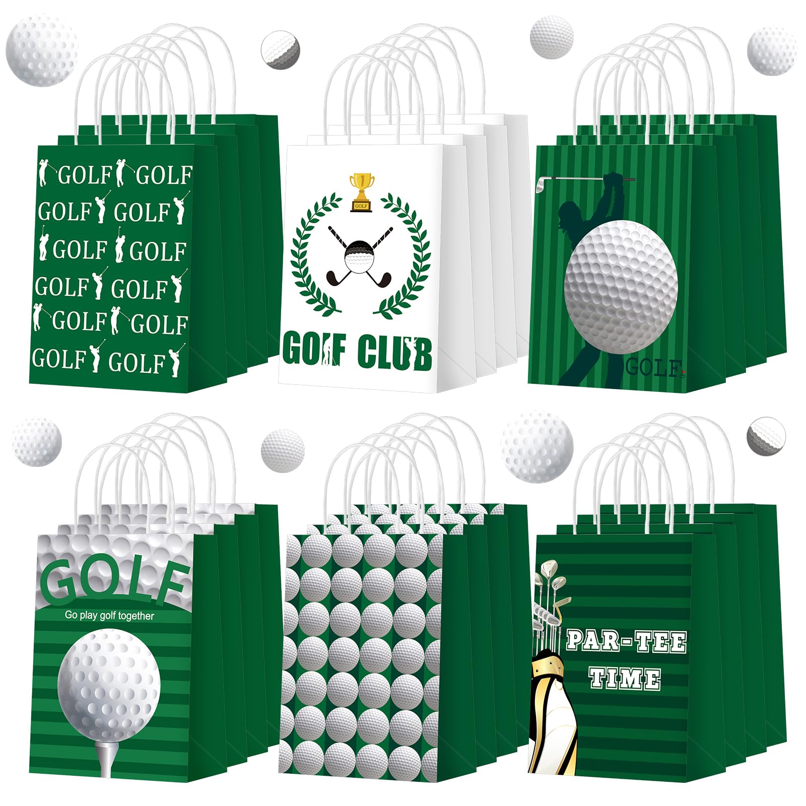 Outus 24 Pcs Golf Party Favor Bags Golf Goodie Gift Wrapping Paper Bags with Handles Portable Sports Ball Candy Treat Pouch for Birthday Party
