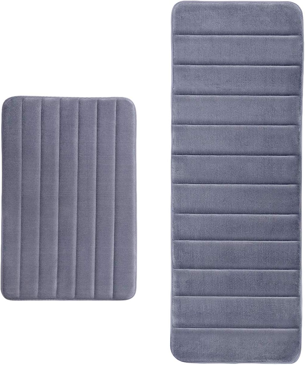 KMAT Bathroom Rugs Bath Mats for Bathroom Luxury Soft AntiSlip Memory Foam 2Pieces