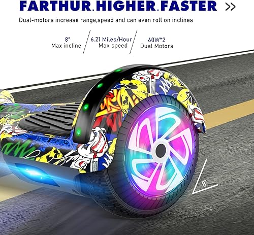 Miniatura 8 de UNI-SUN Hoverboard para niños, patineta eléctrica de dos ruedas de 6.5 pulgadas, auto balanceo con luces LED para adultos, UL 2272 certificado Hover