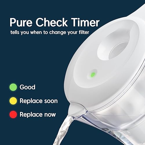 Miniatura 5 de Pureal Onlypure - Jarra de filtro de agua, capacidad de 10 tazas, filtro de bloque de carbono de 4 etapas, sin BPA, reduce el cloro, el plomo,