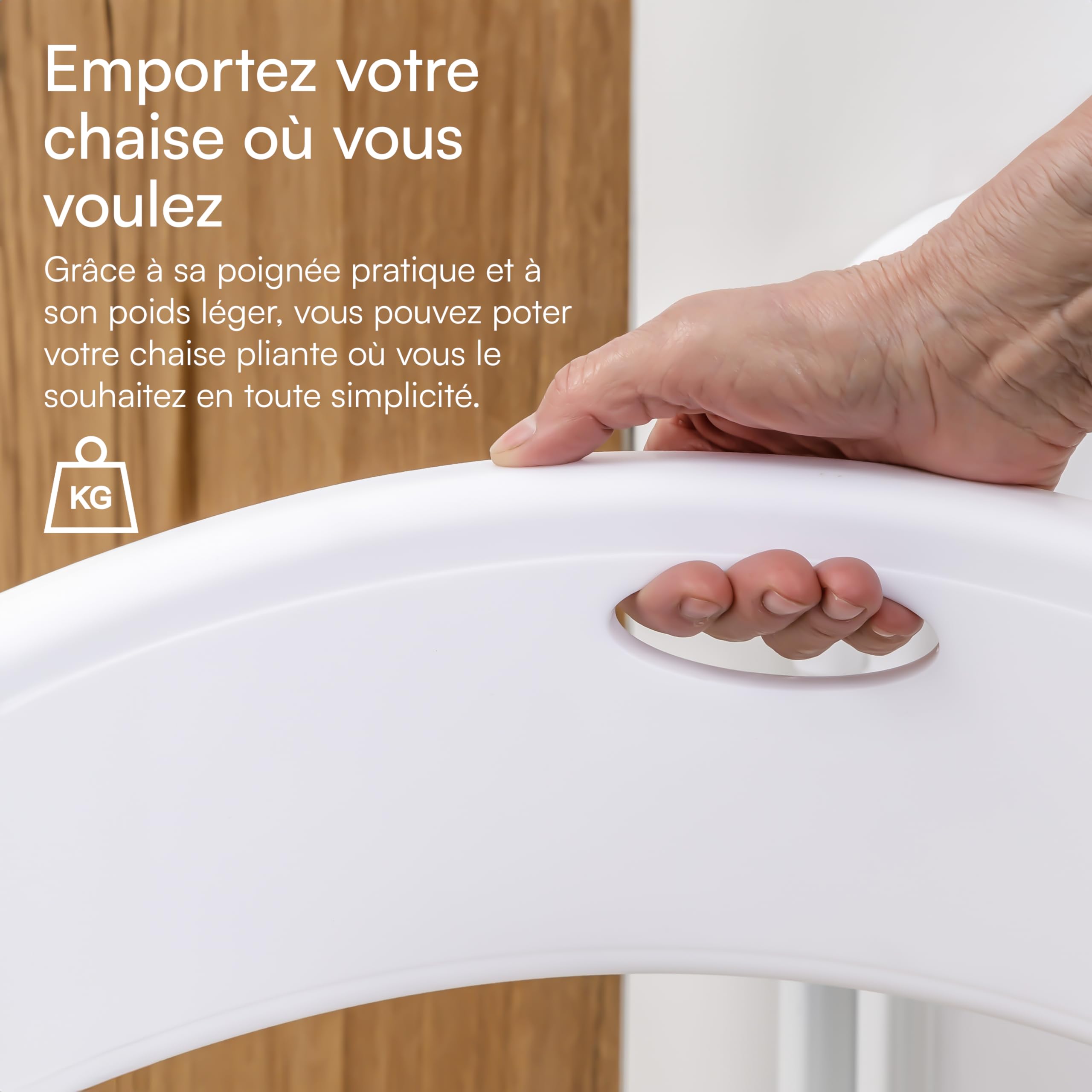Baroni Home Chaise Pliante avec Structure en Acier et PVC, siège Pliant Peu encombrant avec Pieds et poignée, pour Voyages, Cuisine, Salon, Chambre à Coucher, 74x43x49 cm (1 Chaise, Blanc)