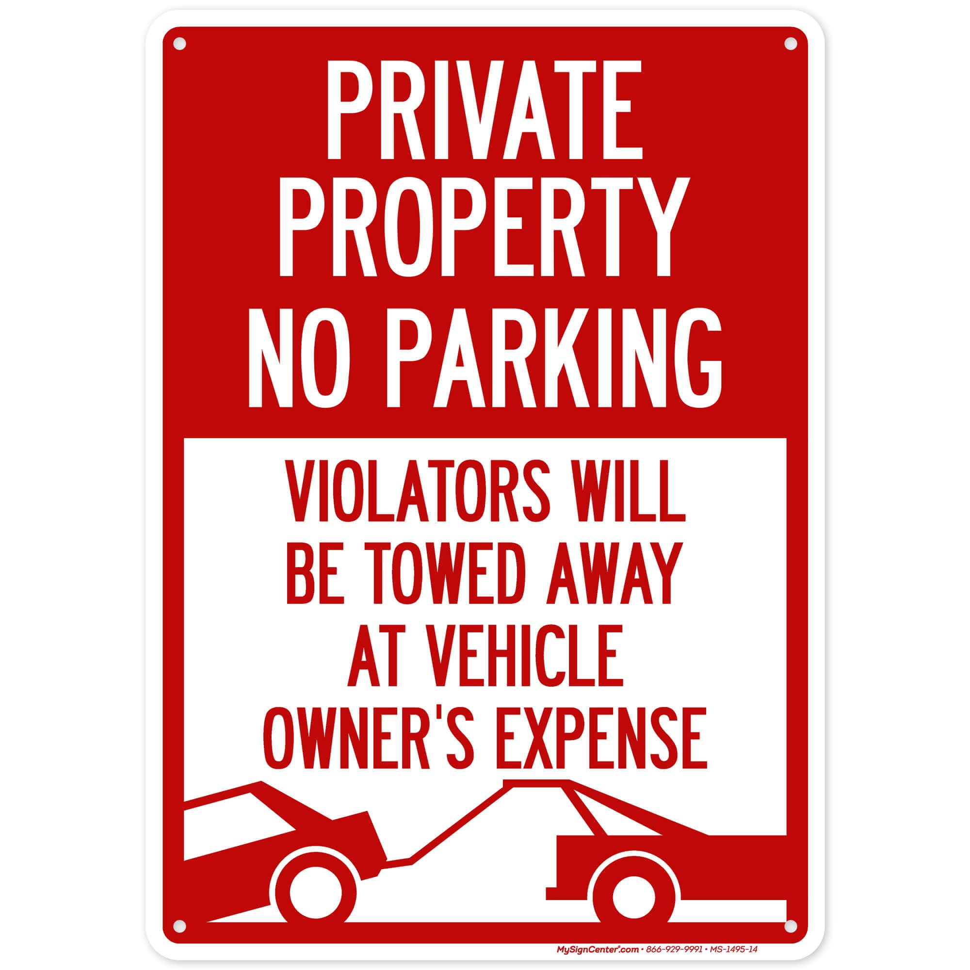 Private Property No Parking Sign, 10x14 Inches, Rust Free .040 Aluminum, Fade Resistant, Made in USA by My Sign Center